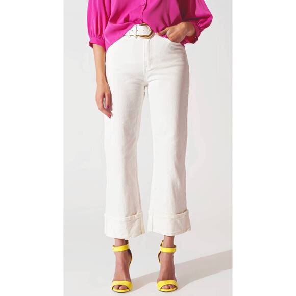 Q2 Denim - NEW Q2 straight leg cropped hem jeans in white